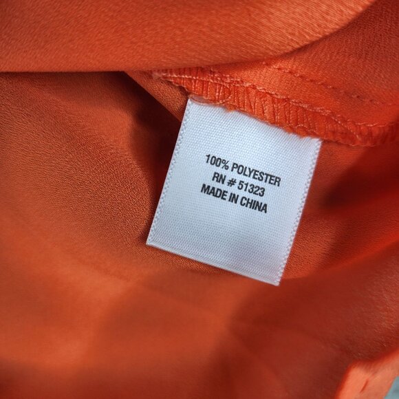 Women's Chaus V-Neck Long Sleeve Blouse Orange 100% Polyester Size S - Picture 6 of 10